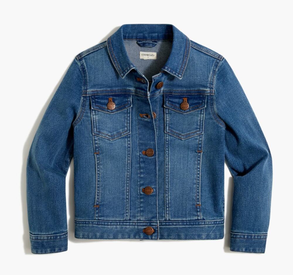Crewcuts by J.Crew Denim Jacket Girls 8 Pacific Azure Button Front Chest Pockets